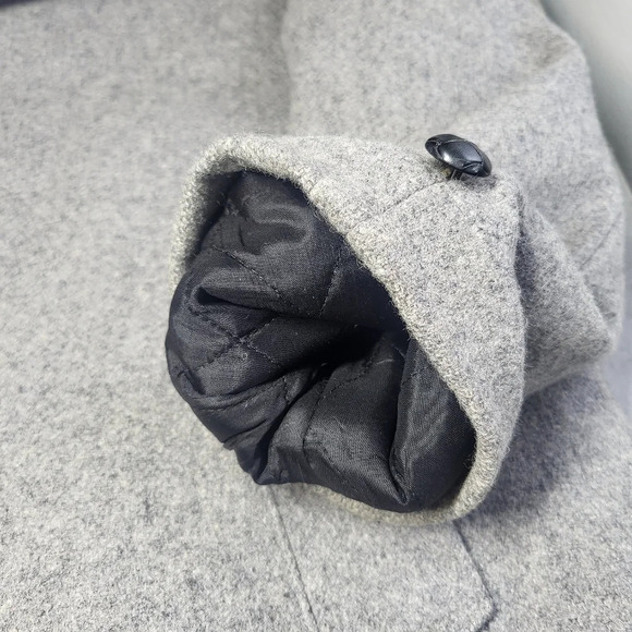Vintage Botany 500 Gray Fleece Lined Wool Trench Coat Button Up Overcoat Pockets - Picture 10 of 16